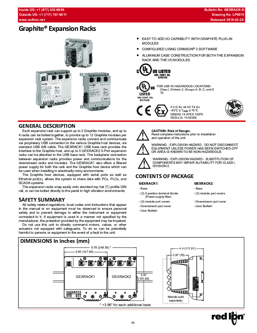 First Page Image of GEXRACK1 Graphite Expansion Rack Product Manual.pdf